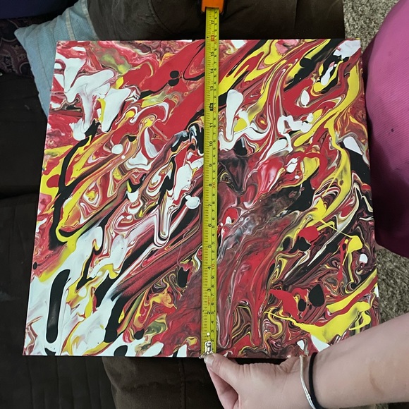 Handmade Liquid Pour Contemporary Acrylic on Canvas - Picture 3 of 6